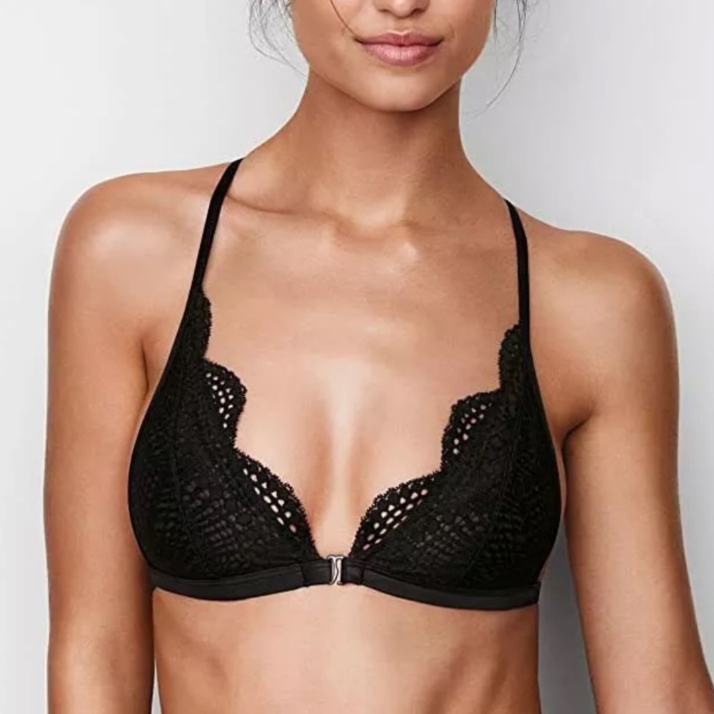 Victoria’s Secret Black Lace Front Closure Bralette Bra